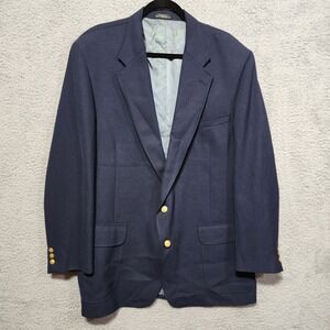 Stafford Blazer Mens 48L Navy Blue Two‎ Gold Buttons Wool Polyester Blend